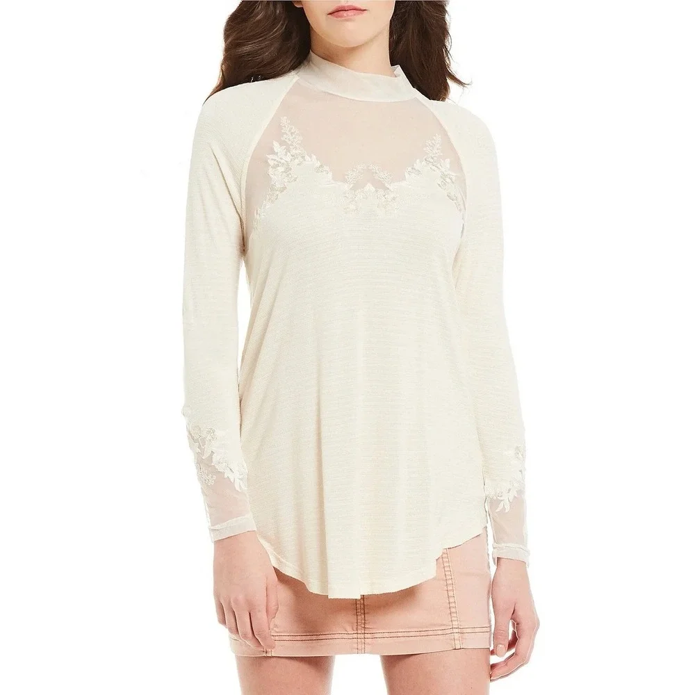 NWT Free People SAHELI Top Sz L Embroidered Boho Festival Coquette MSRP $88